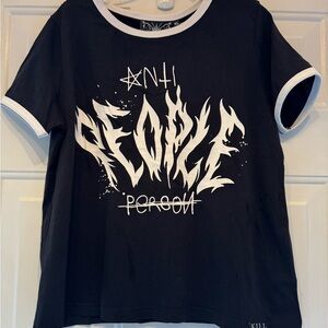 Killstar Black and White 'Anti People' Graphic Ringer Tee